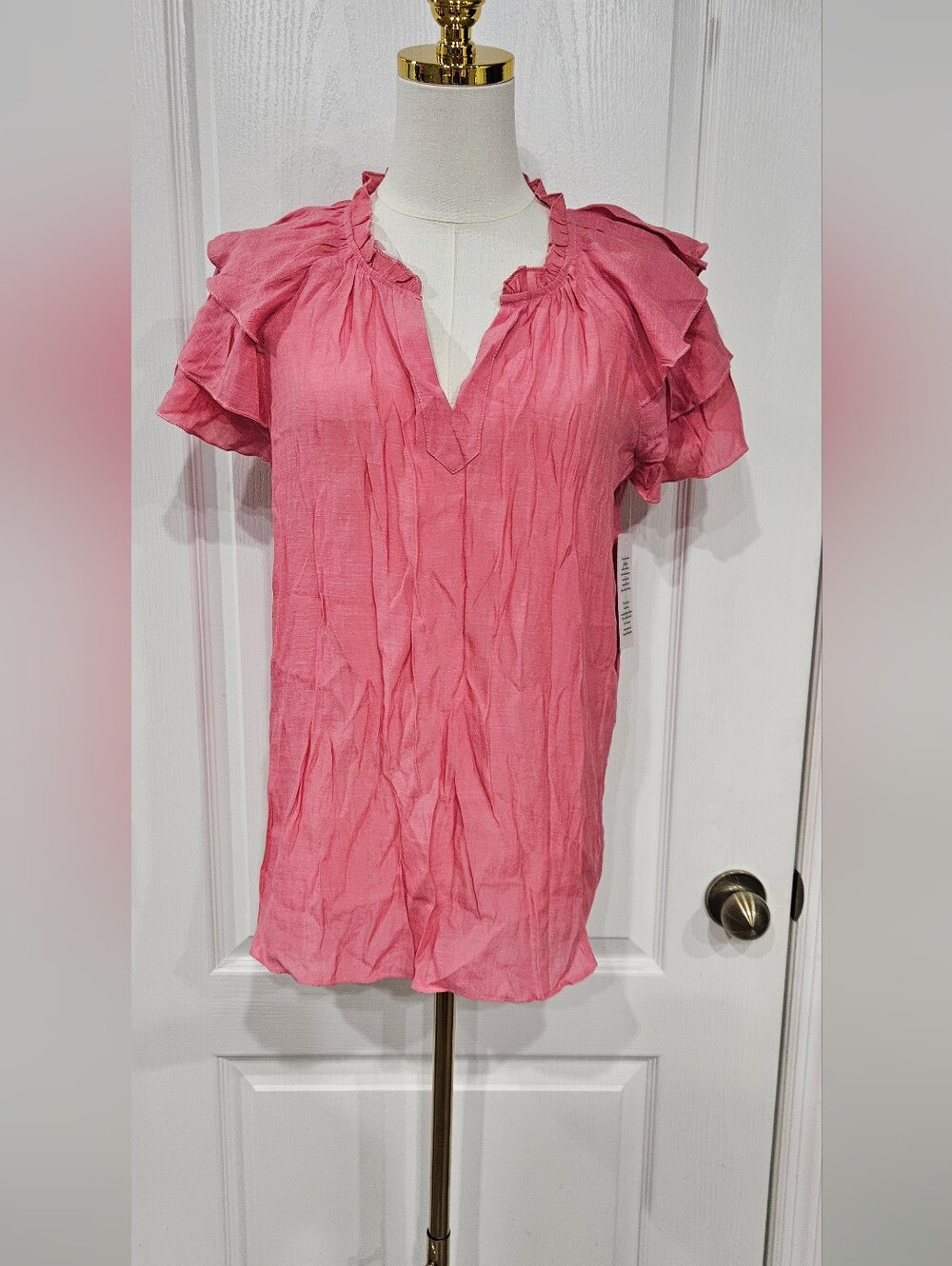 Nanette Lepore Pink Ruffle Sleeve Tunic Top